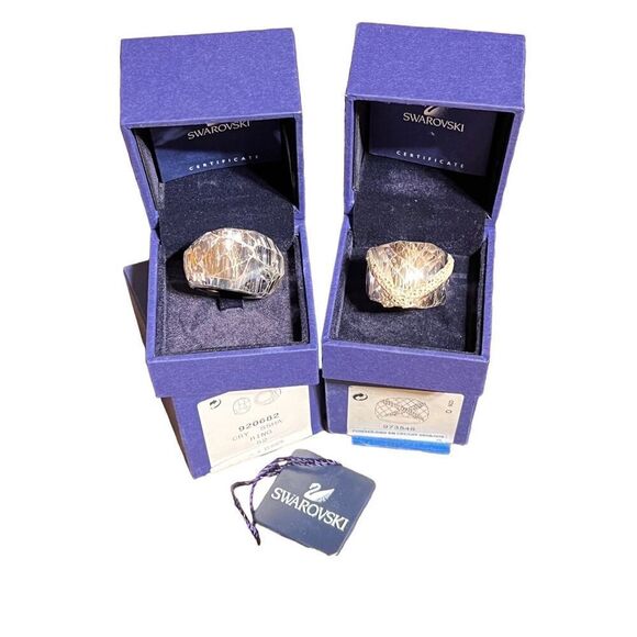 Swarovski Crystal Dome Rings Glacier 920682 and Forever 973546 Size 5 - Picture 1 of 9